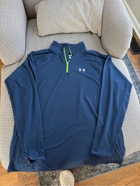 Under Armour Men's Navy Quarter-Zip Pullover with Lime Trim